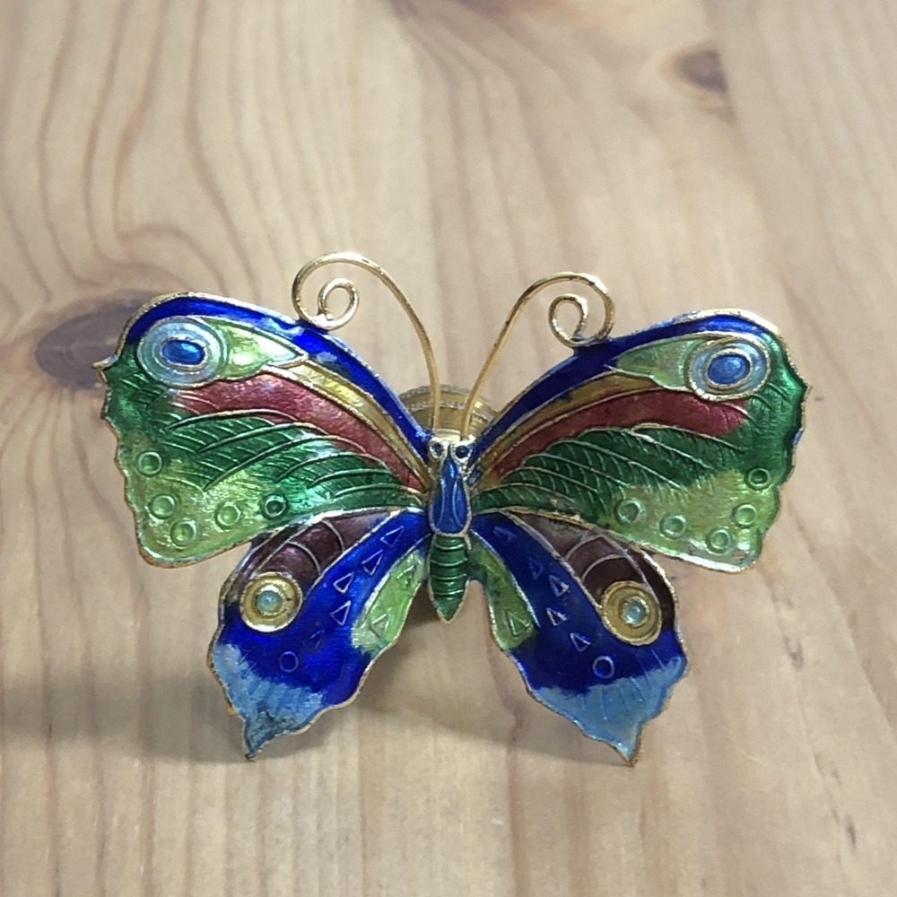 Butterfly Brass Desk Ornament Pendant Multicolored